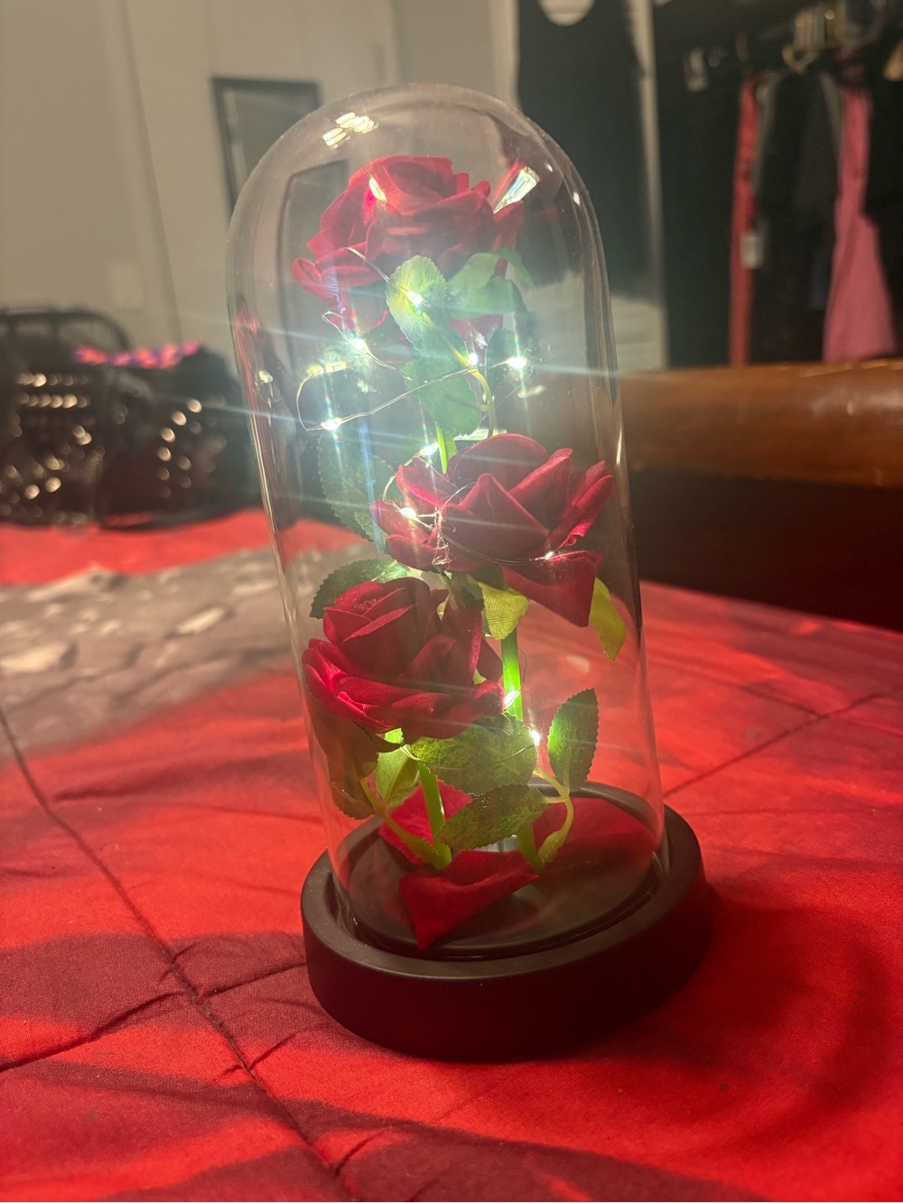 Abrand Red Faux Rose Dome Accent